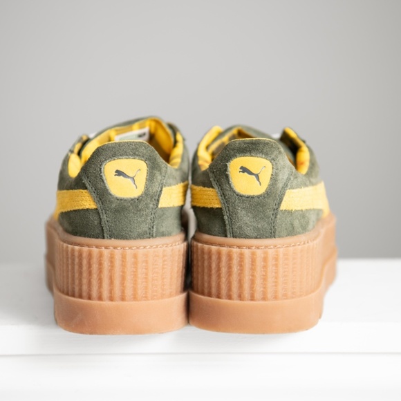 Puma x Rihanna Fenty NEW! Creeper Platform Shoes Lace-Up Green Suede Leather Sz9 - Picture 4 of 8